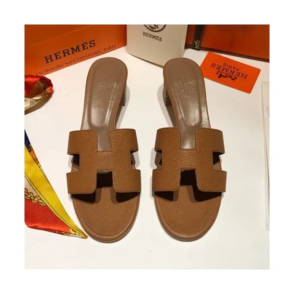 Hermes 2019 Ladies Oasis Leather Middle Heel Slipp… - 1