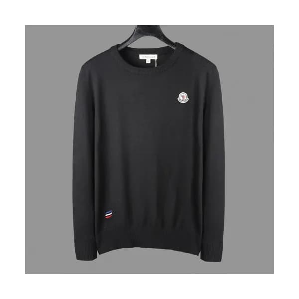 Moncler 2019 Mens Retro Logo Crew-neck Wool Sweate… - 1