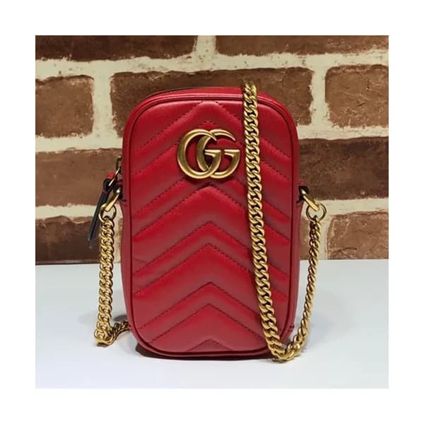 Gucci 2019 Marmont Leather Mini Chain Shoulder Bag… - 1