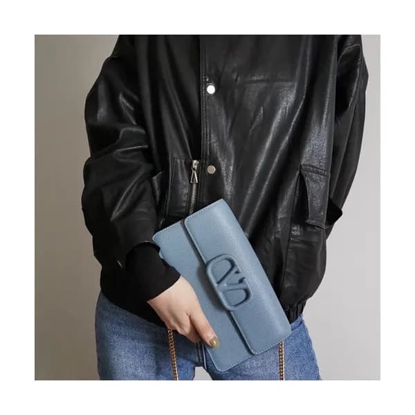 Valentino 2019 Leather Vsling Chain Shoudler Cross… - 1
