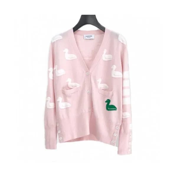 Thom Browne 2020 Womens Classic V-neck Wool Cardig… - 1