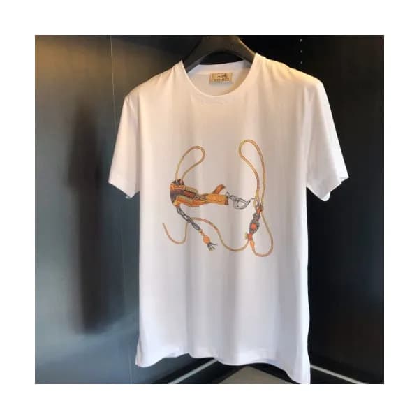 Hermes 2020 Mens Crew-neck Silket Short Sleeved Ts… - 1