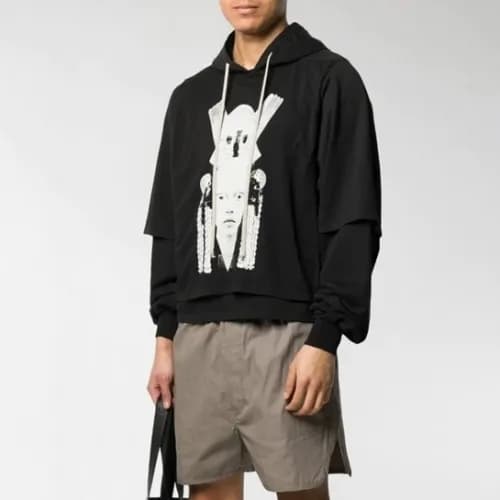 Rick Owens Mens Logo Cotton Zip-up Hooded - 릭오웬스 남… - 1