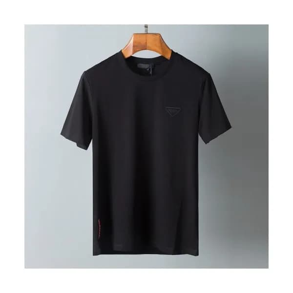 Prada Mens Basic Logo Short Sleeved Tshirts Black… - 1