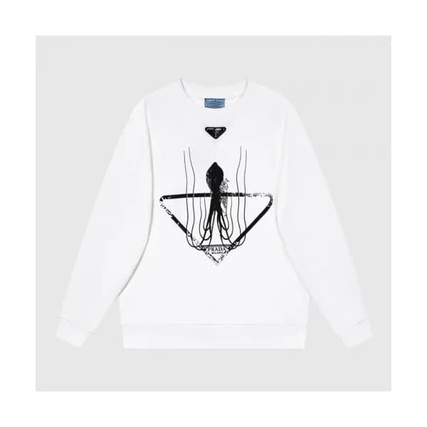 Prada Mens Crew-neck Cotton Tshirts White - 프라다 2… - 1