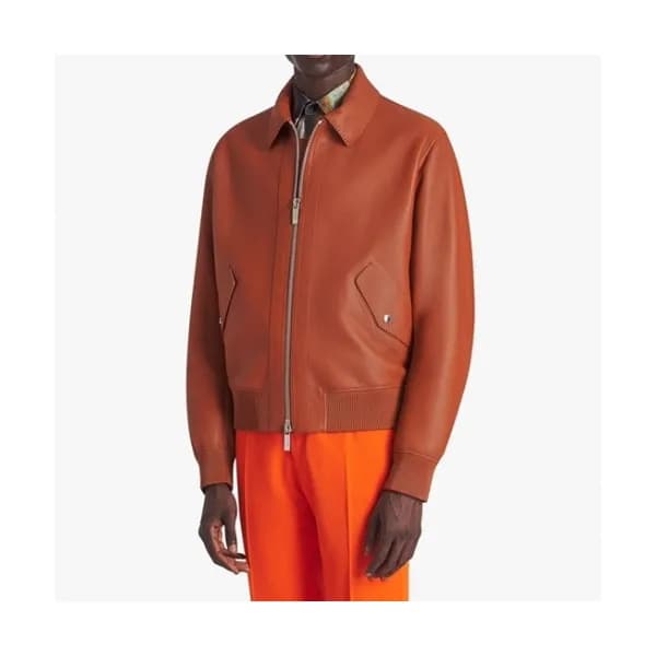 Berluti Mens Casual Leather Jackets Orange - 벨루티 … - 1