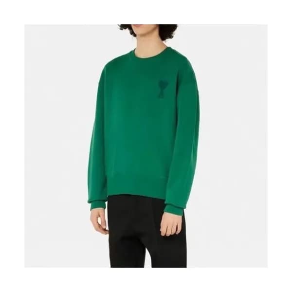 Ami Mens Logo Casual Cotton Man-to-man Green - 아미… - 1