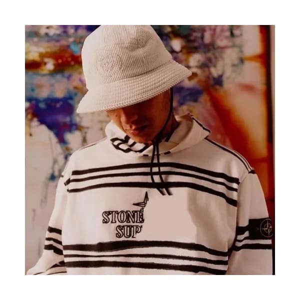 Stone Island Mens Logo Cotton Hoodie White - 스톤아… - 1