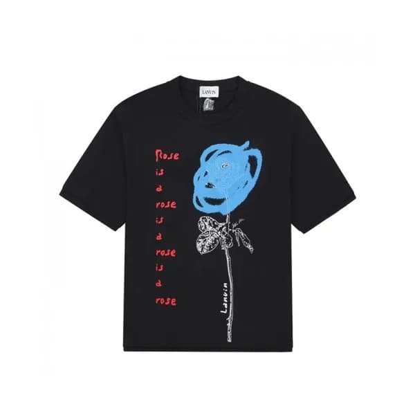 LANVIN Unisex Tshirts Black - 랑방 2021 남/녀 로고 반팔티 -… - 1