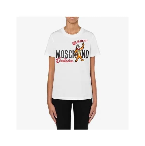 모스키노 남/녀 크루넥 화이트 반팔티 - Unisex White Tshirts - mos0… - 1