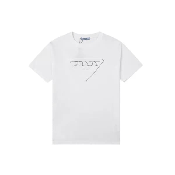 프라다 남성 크루넥 화이트 반팔티 - Mens White Tshirts - Pra02609… - 1