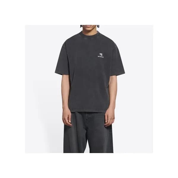 발렌시아가 남성 크루넥 그레이 반팔티 - Mens Gray Tshirts - bal0133… - 1