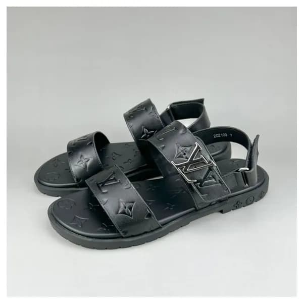 루이비통 남성 이니셜 블랙 슬리퍼 - Mens Black Slippers - lou0426… - 1