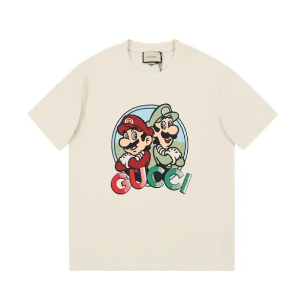 구찌 남/녀 크루넥 아이보리 반팔티 - Unisex Ivory Tshirts - guc04… - 1