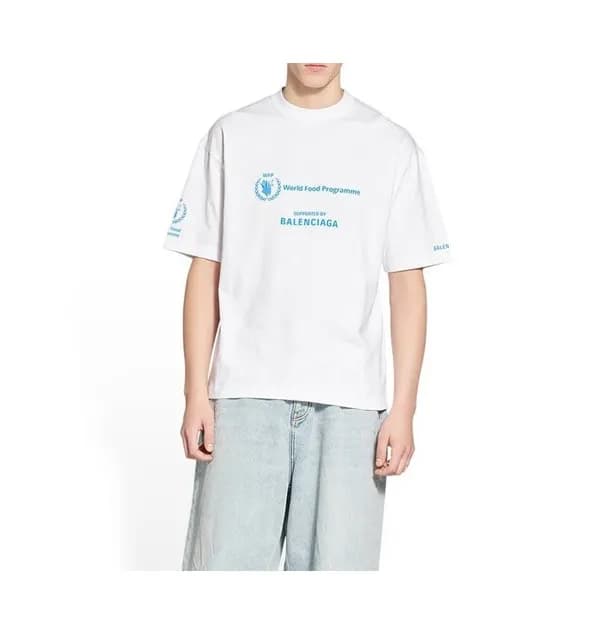 발렌시아가 남성 크루넥 화이트 반팔티 - Mens White Tshirts - bal016… - 1