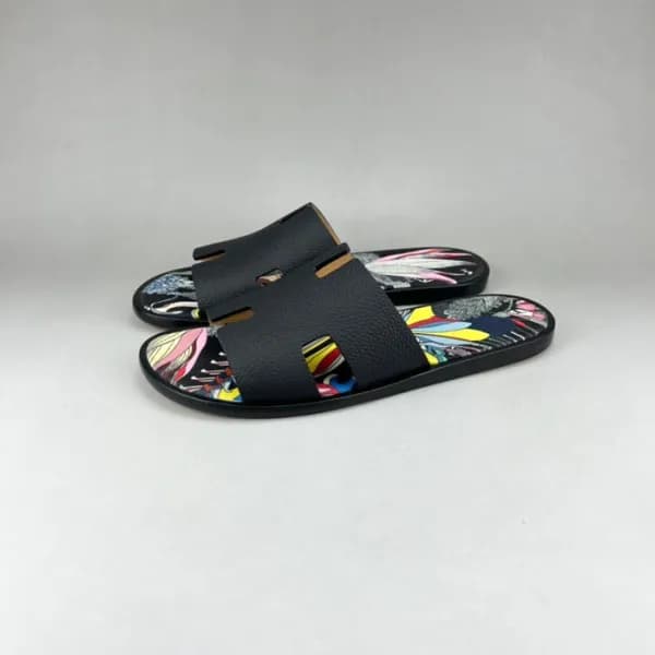 에르메스 남성 블랙 이지미르 - Mens Black Slippers - her0791x - 1