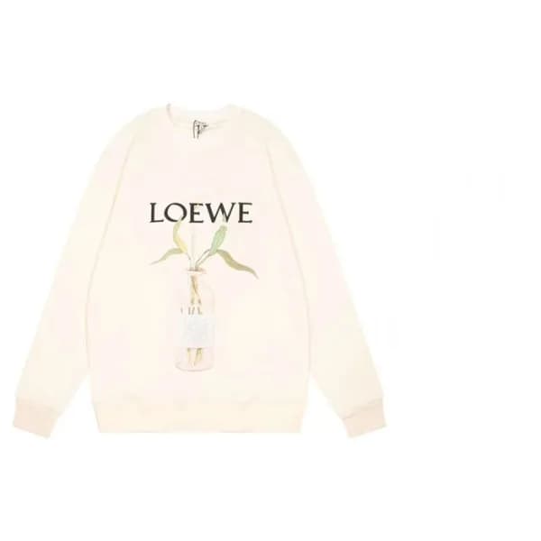 로에베 남/녀 클래식 아이보리 맨투맨 - Unisex Ivory Tshirts - loe0… - 1