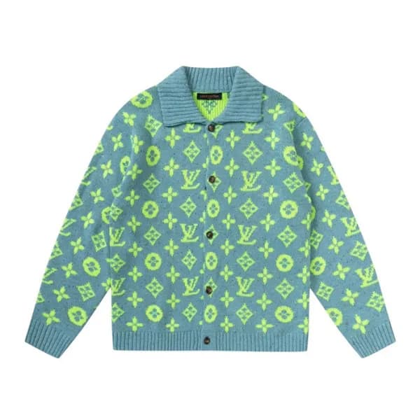 루이비통 남성 그린 폴로 니트 - Mens Green Sweaters - lou05225x - 1