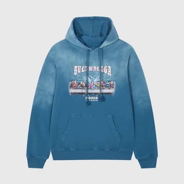 발렌시아가 남/여 캐쥬얼 블루 후드티 - Unisex Blue Hoodie - bal016… - 1