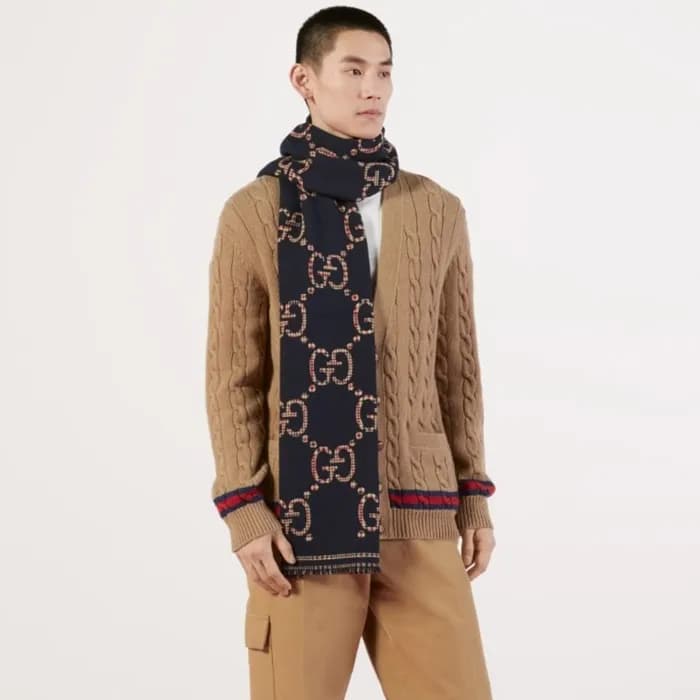 구찌 남성 블루 머플러 - Gucci Mens Blue Muffler - gu114x - 1