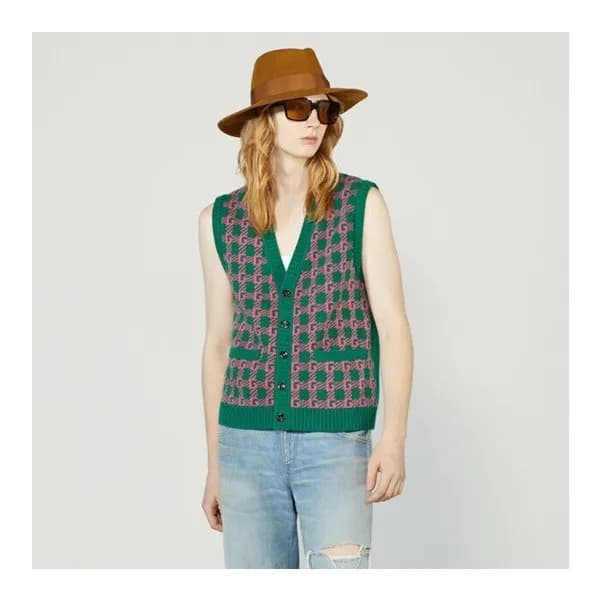 구찌 남/녀 그린 브이넥 베스트 - Gucci Unisex Green Best - gu96… - 1