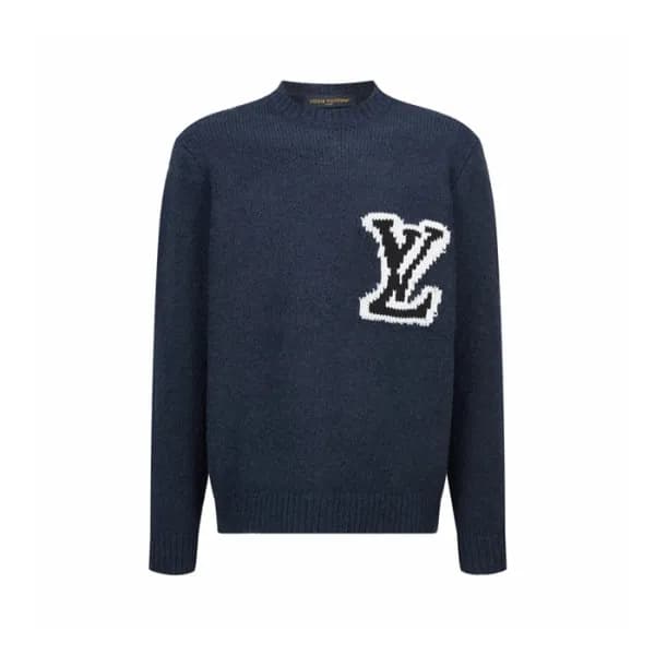 루이비통 남성 블루 크루넥 니트 - Louis vuitton Mens White Knits… - 1