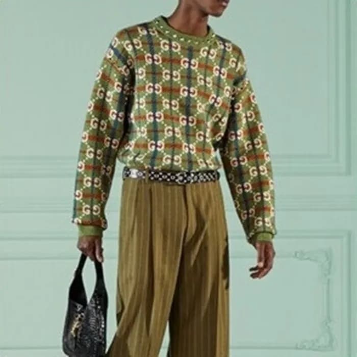 구찌 남성 크루넥 그린 스웨터 - Gucci Mens Green Sweaters - gu1… - 1