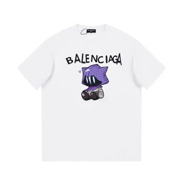 발렌시아가 남성 크루넥 화이트 반팔티 - Balenciaga Mens White Short… - 1