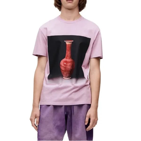 로에베 남/녀 이니셜 퍼플 반팔티 - Loewe Unisex Purple Short sle… - 1