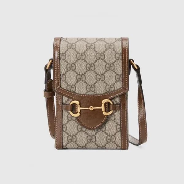 구찌 남/녀 브라운 미니 홀스빗 폰백 - Gucci Unisex Brown Mini Bag… - 1