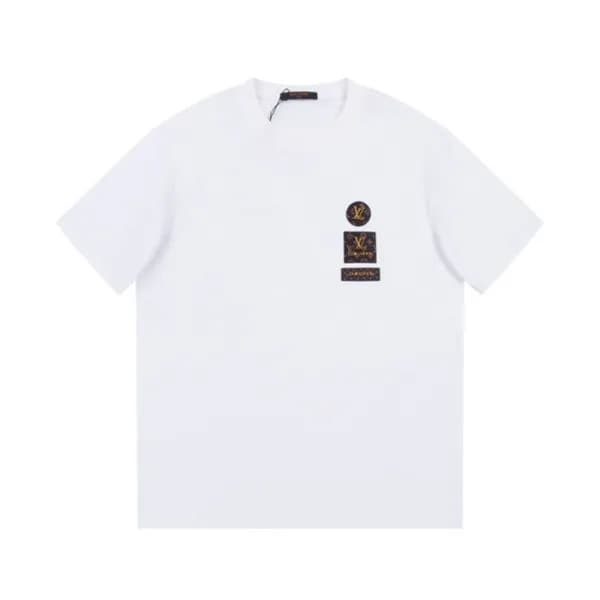 루이비통 남성 화이트 크루넥 반팔티 - Louis vuitton Mens White Sho… - 1