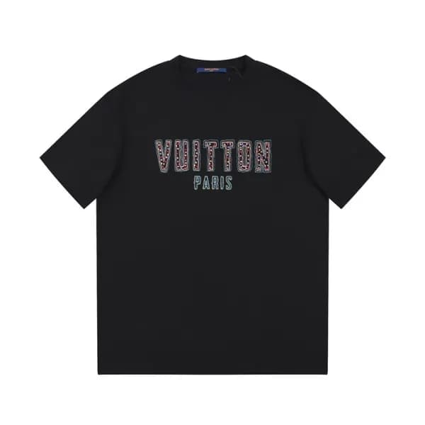 루이비통 남성 블랙 크루넥 반팔티 - Louis vuitton Mens Black Shor…