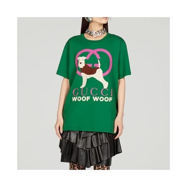 구찌 남/녀 그린 크루넥 반팔티 - Gucci Unisex Green Short sleev… - 1