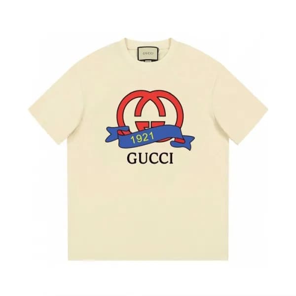 구찌 남/녀 아이보리 크루넥 반팔티 - Gucci Unisex Ivory Short sle… - 1