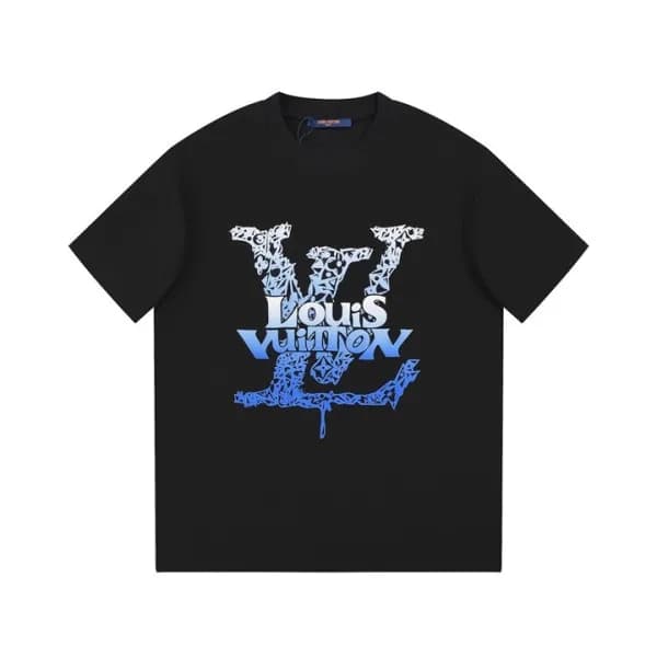 루이비통 남성 블랙 크루넥 반팔티 - Louis vuitton Mens Black Shor… - 1