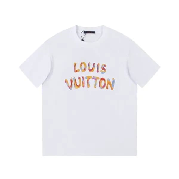 루이비통 남성 크루넥 화이트 반팔티 - Louis vuitton Mens White Sho… - 1