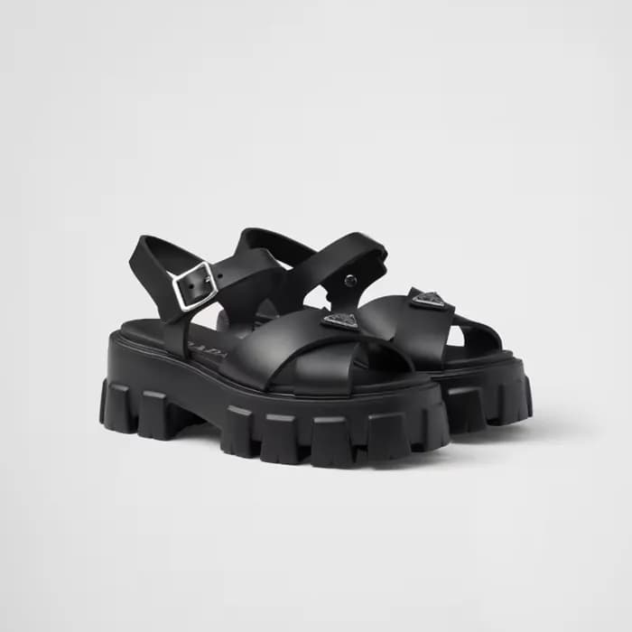 프라다 여성 블랙 모놀리스 러버 샌들 - Prada Womens Black Sandals … - 1