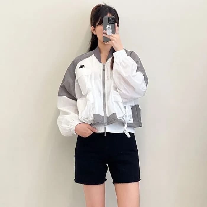 [당일배송] 꾸레쥬 프리미엄 여성 썸머 배색 블루종 테크 점퍼 - dd1069x - 1