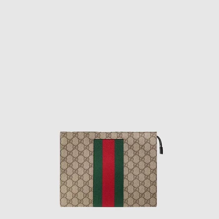 구찌 남성 GG 수프림 캔버스 웹 파우치 - Gucci Mens GG Supreme Can… - 1