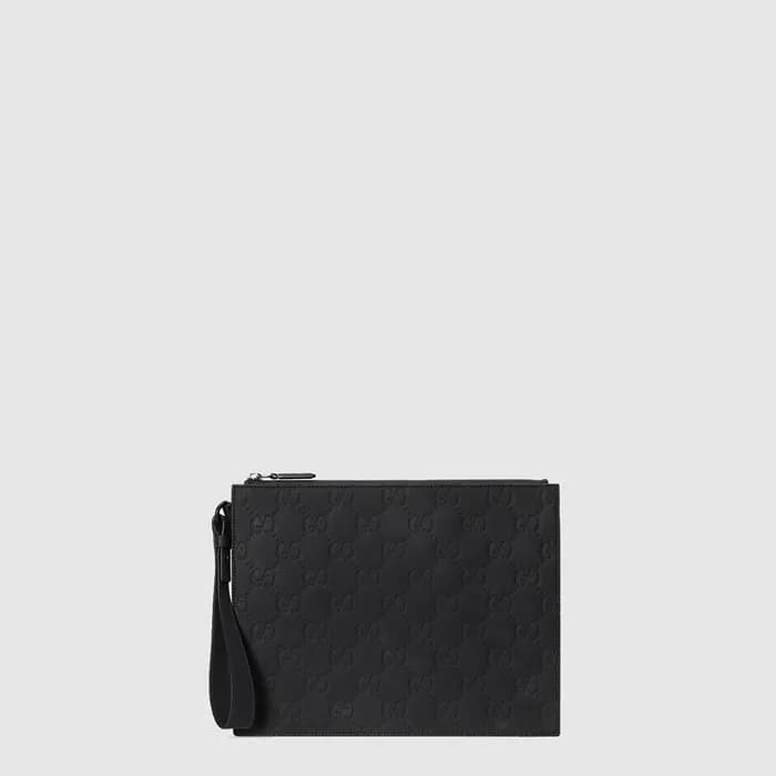 구찌 남성 GG 러버 효과 파우치 - Gucci Mens GG Rubber Effect P… - 1