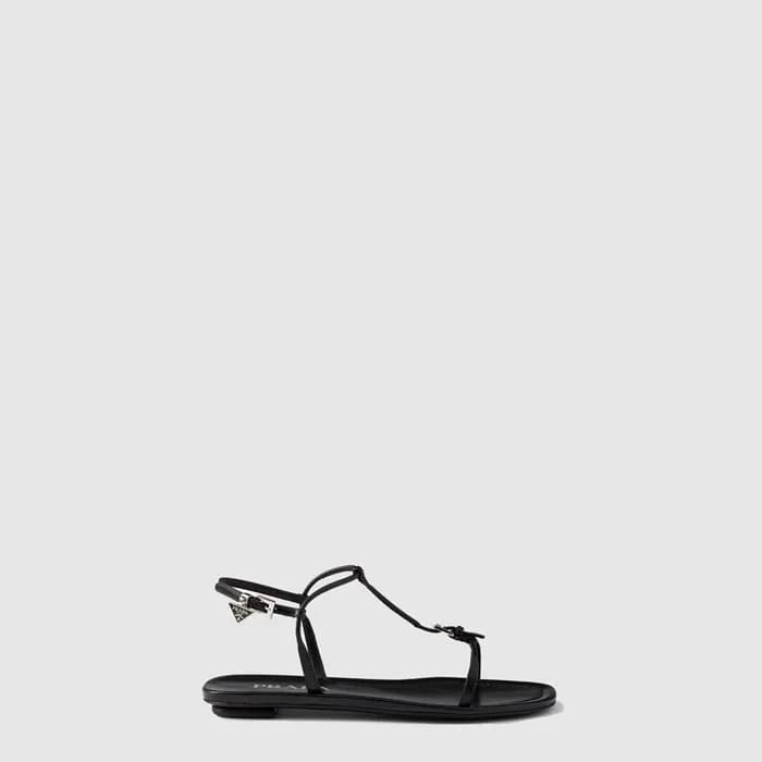 프라다 여성 플랫 가죽 샌들 - Prada Flat Leather Sandals - pr… - 1