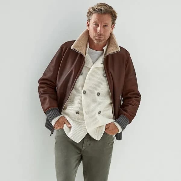브루넬로쿠치넬리 남성 가죽 재킷 - Brunello Cucinelli Mens Leathe… - 1