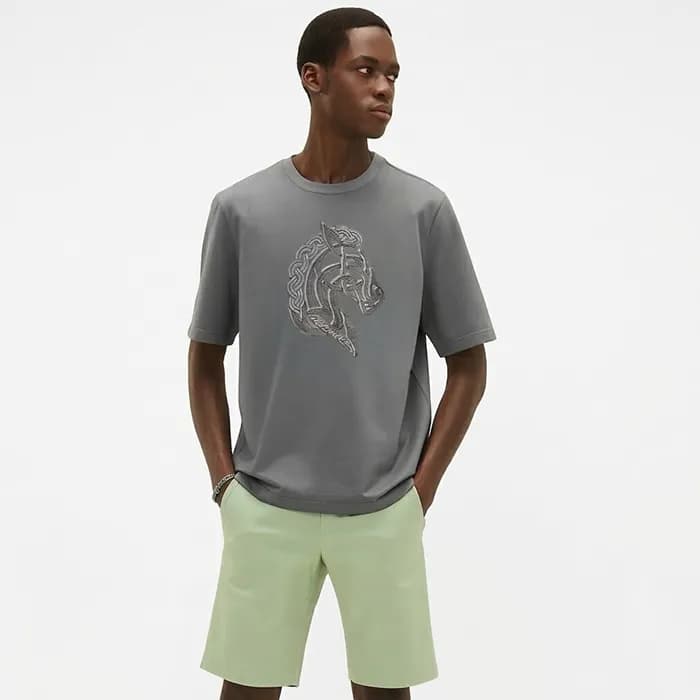 에르메스 남성 라운드 반팔티 - Hermes Mens Round Tshirt - hec13… - 1