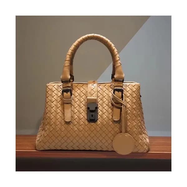 Bottega Veneta Leather Dark Beige Roma Small Tote … - 1