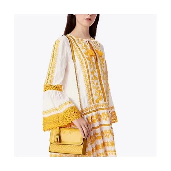 Tory Burch Leather Yellow Fleming Convertible Chai… - 1