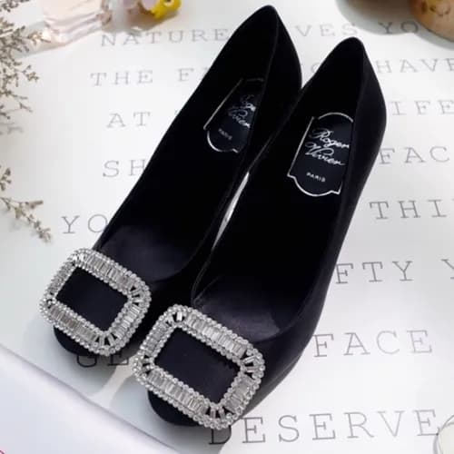 Roger Vivier 2019 Ladies Embellished Satin Silk Pu… - 1