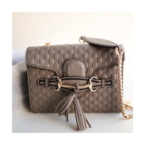 Gucci Microssima Emily Leather Chain Tote Bag,18CM… - 1