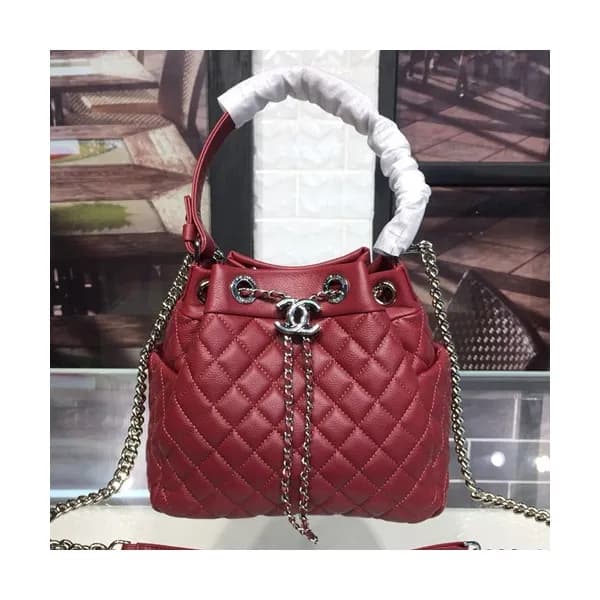 Chanel 2019 Women Leather Chain Bucket Tote Should… - 1