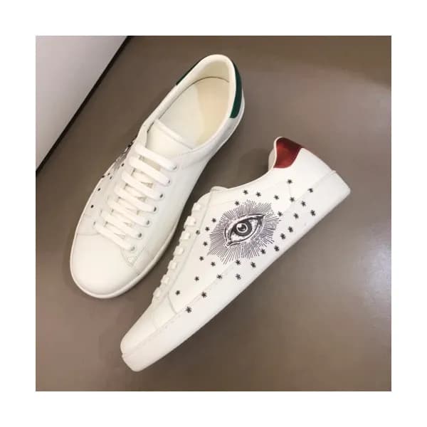 Gucci 2019 Mm/Wm Signature Eyes Logo Leather Sneak… - 1