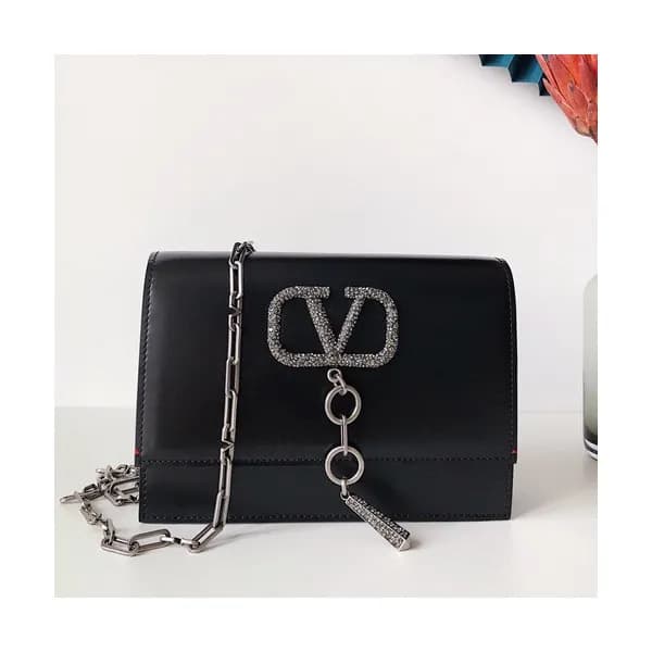 Valentino 2019 Vcase Leather Chain Shoudler Bag,22… - 1